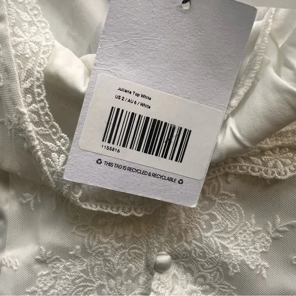 NWT Princess Polly Juliana Top White 2 - Picture 4 of 6